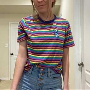 EUC Vintage Smurf crop top M rainbow shirt